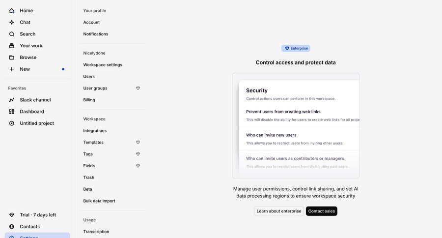 Dovetail
			 settings user management integration management minimalist design sidebar security navigation menu configuration screen ui page example