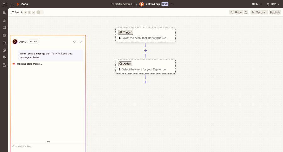 Zapier
			create content editor team configuration sidebar navigation workflow automation editor workflow creation drag and drop workflow editor sidebar integration ui page example