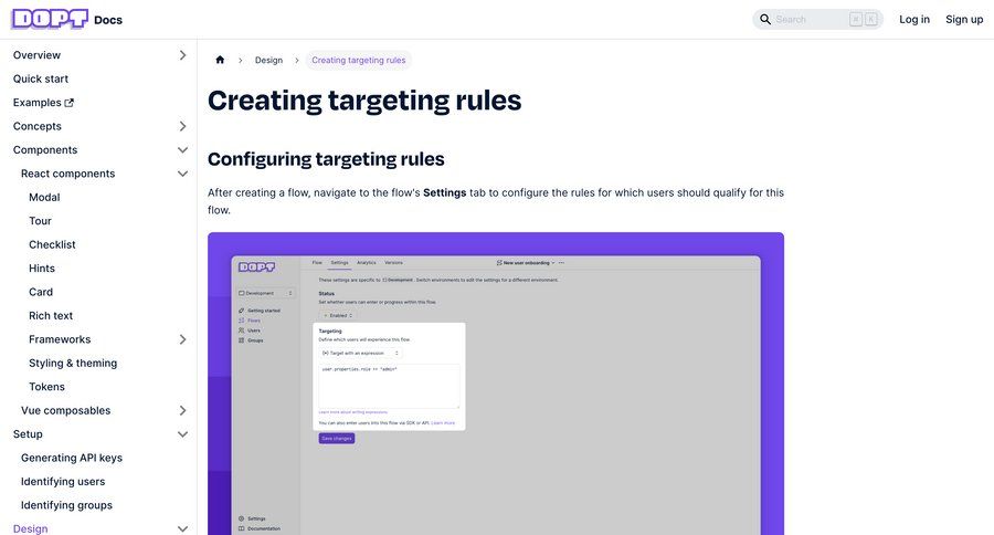 Dopt
			 documentation quick actions user role developer portal sdk integration docs rich text doc quick keys ui page example