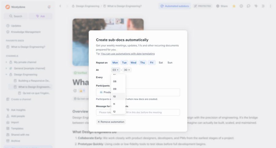 Slite
			 configuration team collaboration form automation document management ui page example