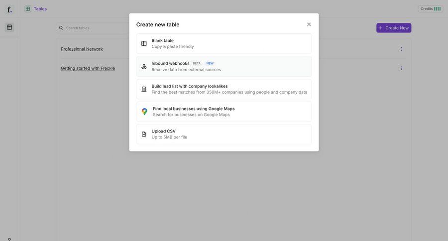 Freckle
			 data management data import create upload file integration table ui page example