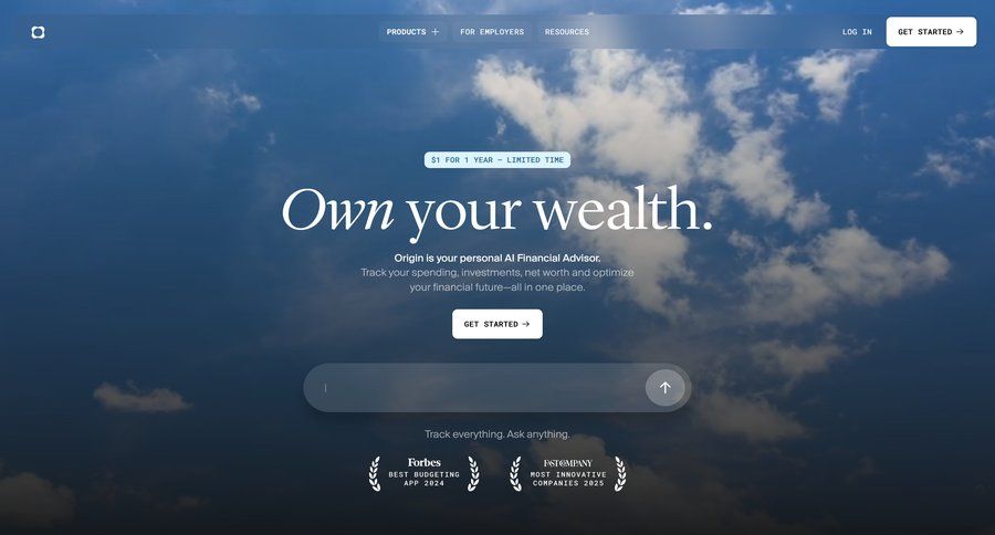 Origin Financial
				landing page ui page example