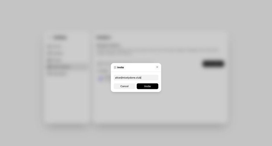 Shuttle
			 collaboration settings user management account management onboarding form modal dialog user invitation send invitation ui page example