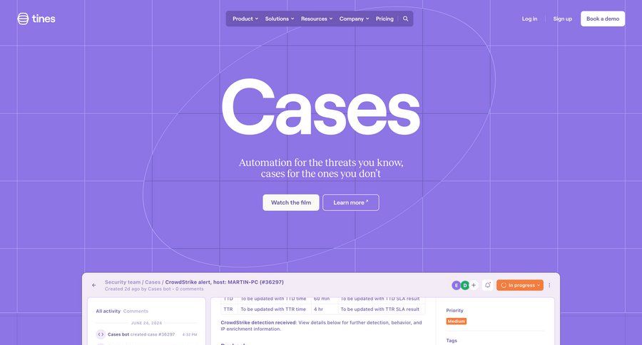 Tines
			product page feature use cases demo product update map view features case studies note creation data grid location map ui page example