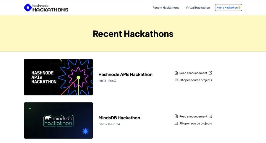 Hashnode
			 personal space announcement ui page example