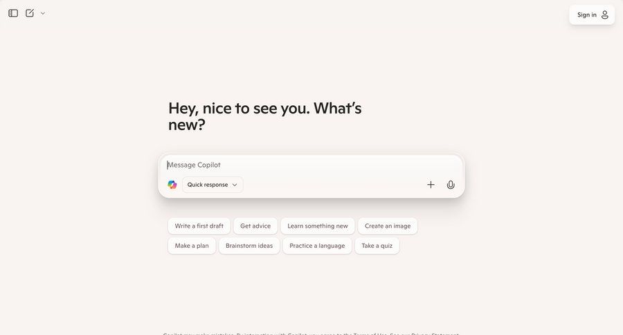 Copilot
			 artificial intelligence onboarding natural language processing chat interface ui page example