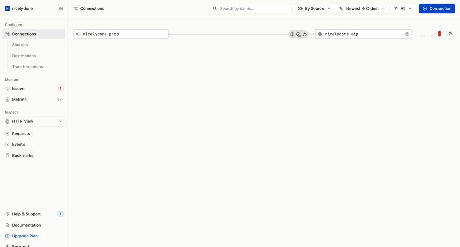 Hookdeck
			 data pipeline api integrations webhook management ui page example