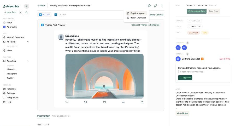 Assembly
			 content management workflow editor right sidebar content scheduling wysiwyg sidebar menu modern duplicate analytics ui page example