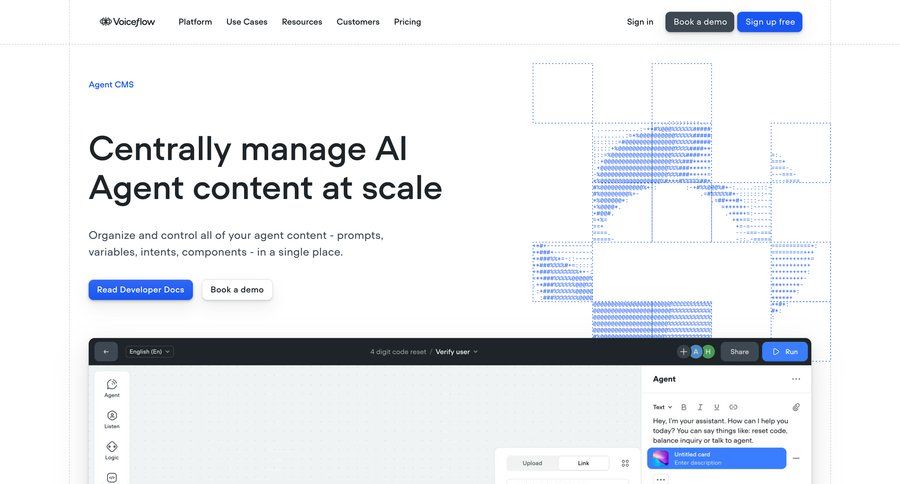 Voiceflow
			 content management system ui page example