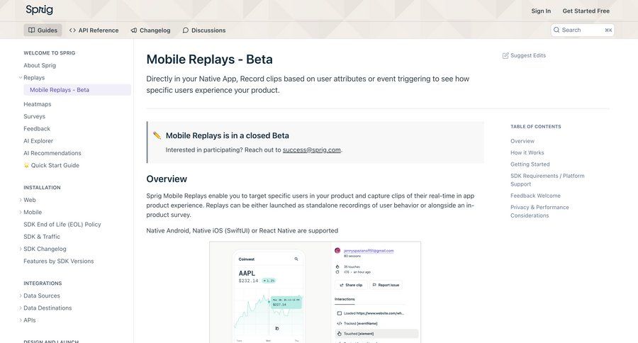 Sprig
			 getting started coming soon call recording doc documentation changelog docs ui page example