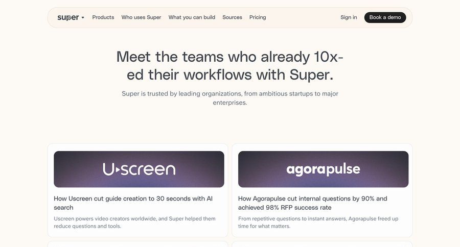 Super
			 knowledge management case studies customer stories ui page example