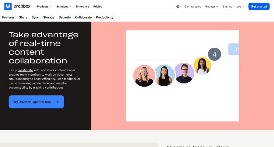 Dropbox
			 document editing features accordion enterprise real-time editing rich text ui page example