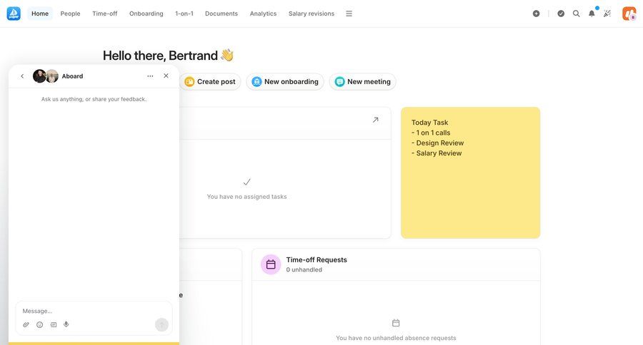 Aboard
			empty state home actions share feedback quick actions ui page example