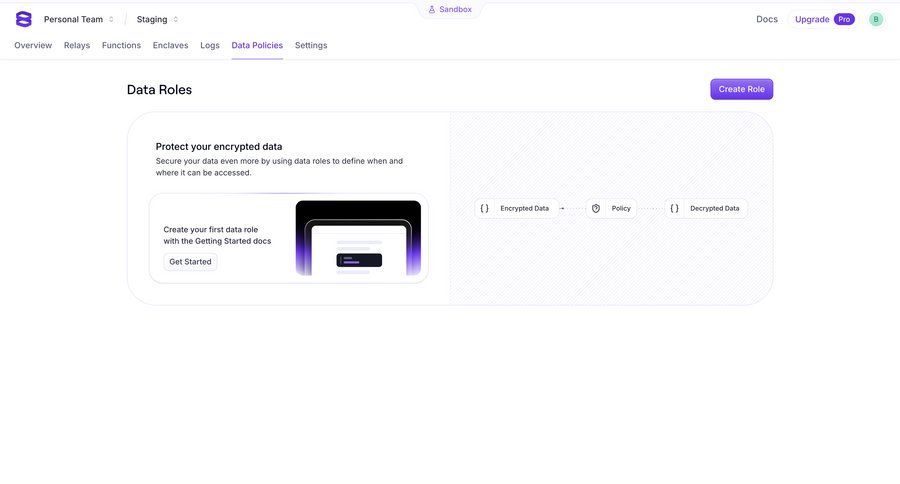 Evervault
			 data management configuration settings onboarding access control empty state illustration user role parameters empty page prompt documentation version control ui page example
