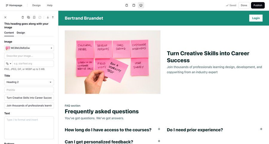 Podia
			 content management grid form editor upload image sidebar career accordion ui page example