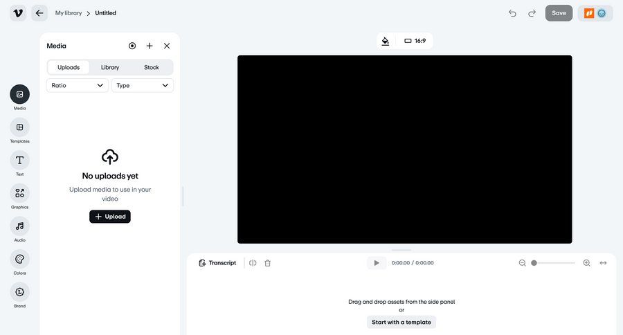 Vimeo
			 grid editor full-screen layout drag and drop template selection upload media progress bar ui page example