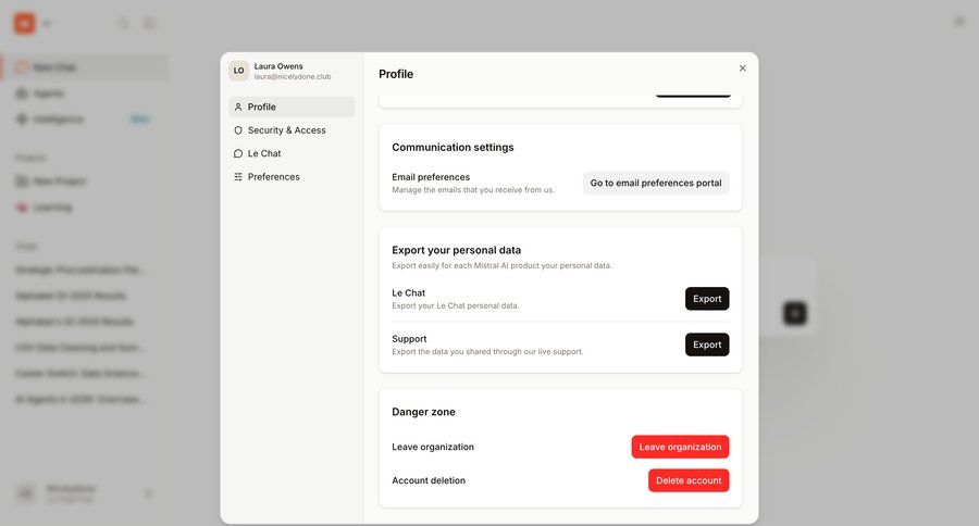 Mistral
				profile ui page example