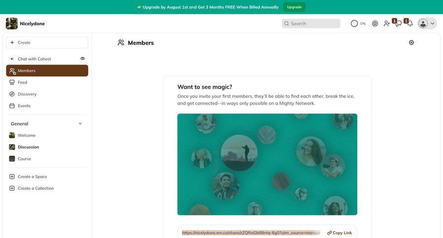 Mighty
			 sidebar navigation onboarding content hierarchy user invitation ui page example