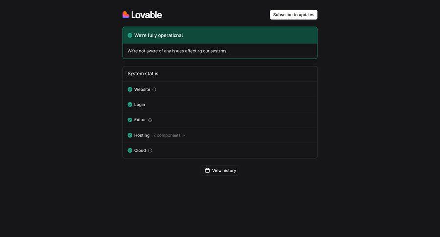 Lovable
			list system status information state status page ui page example