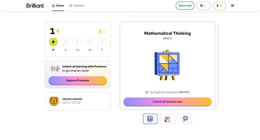 Brillant
			 dashboard progress tracking homepage ui page example
