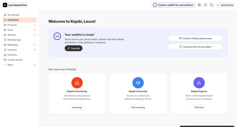 Kajabi
			 dashboard sidebar navigation grid onboarding dashboard overview sidebar setup on boarding ui page example