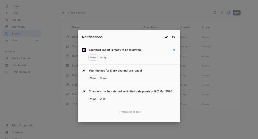 Dovetail
			 modal dialog data display notification center ui page example