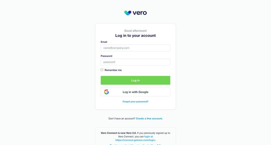 Vero
				home page example