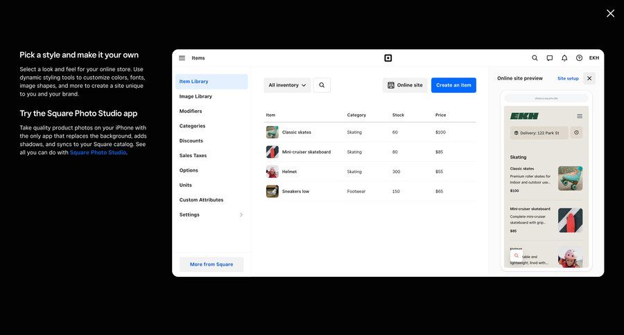 Square
				dropdown & other states page example