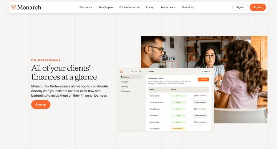 Monarch
			 free account testimonials accordion download report ui page example