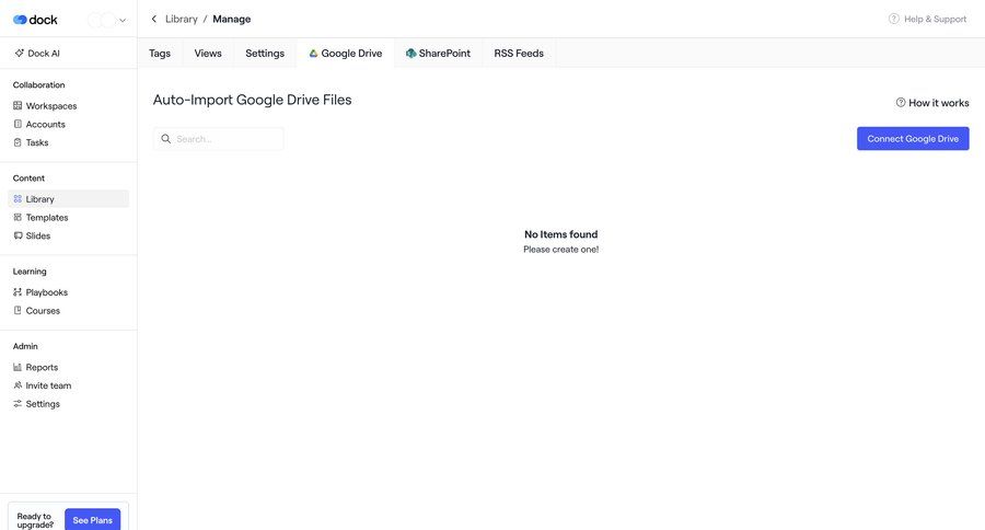 Dock
			 integration setup ui page example