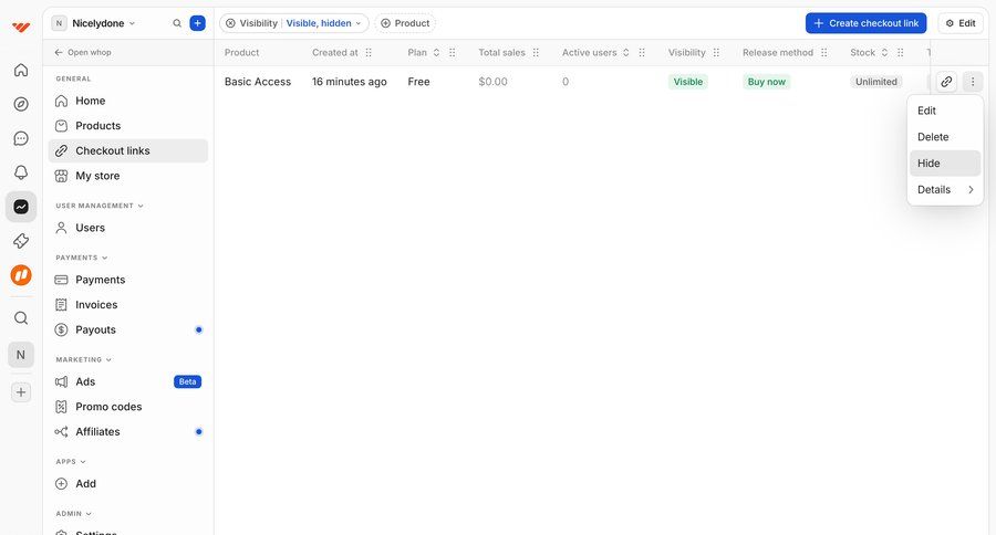 Whop
			 pricing plans ui page example