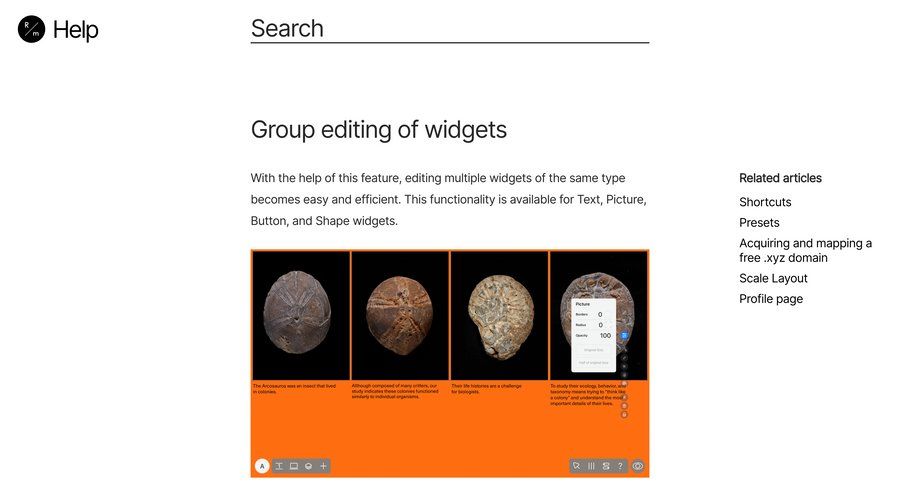 Readymag
			 typography marketing website design profile page global search suggestion widgets ui page example