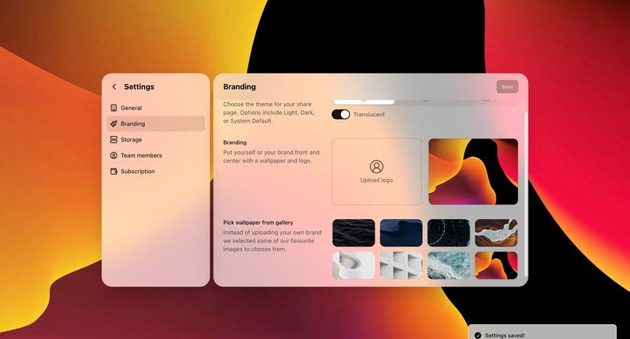Shuttle
			 configuration settings grid customize save changes sidebar preferences parameters toast notification ui page example