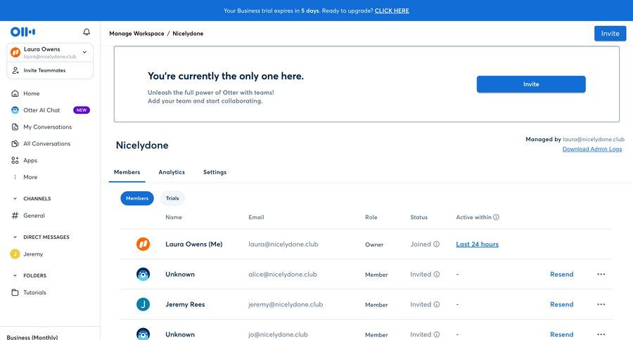 Otter
			 collaboration settings team collaboration sidebar navigation user management user settings workspace settings workspace management table headers user data user invitation user role sidebar user menu tips modern table analytics ui page example