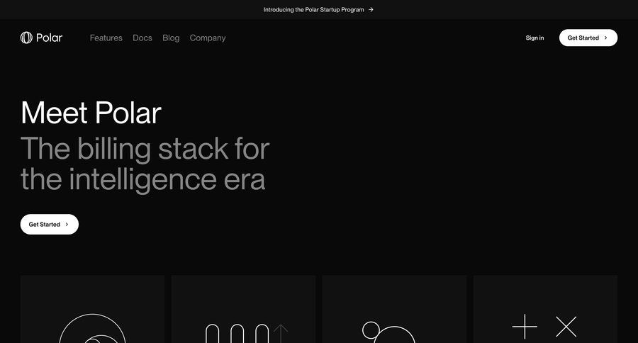Polar
			landing page saas pricing b2b saas usage-based billing ui page example