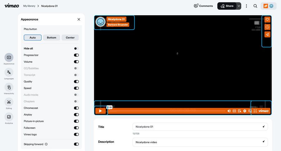Vimeo
			 video player save changes cancel changes ui page example