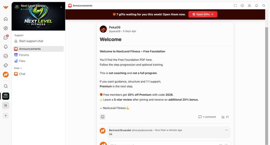 Whop
			 activity stream ui page example