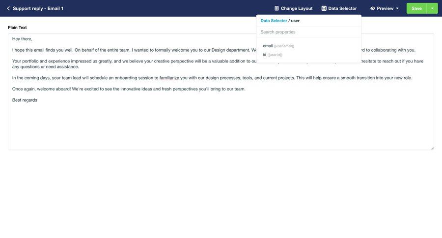 Vero
			 onboarding editor email video editor create template creation ui page example
