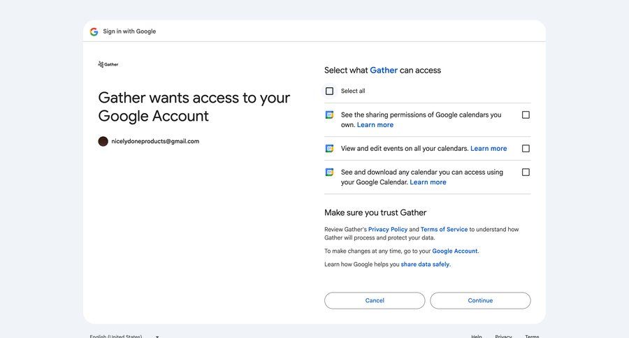 Gather
				signin ui page example
