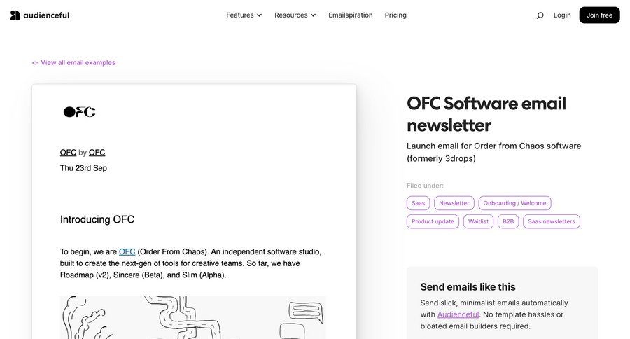 Audienceful
			 automation b2b website ui page example