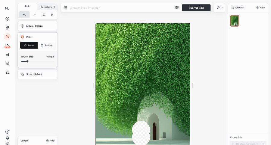 Midjourney
			content editor gallery edit editor design export full-screen layout ui page example
