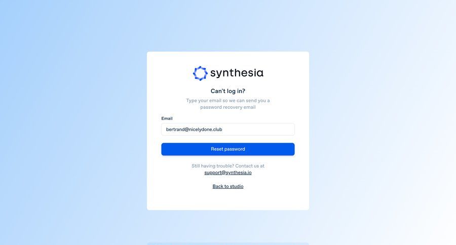 Synthesia
				password reset page example