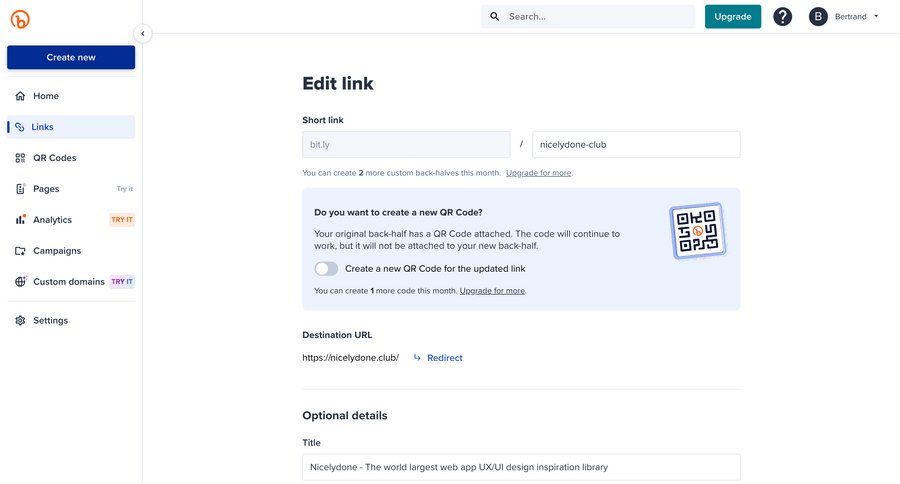 Bitly
			 content management configuration form content sharing sidebar ui page example