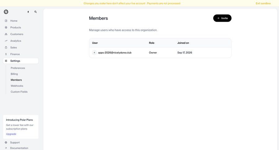 Polar
			 access control organization settings team management ui page example