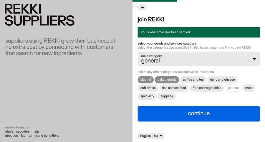 Rekki
				onboarding page example