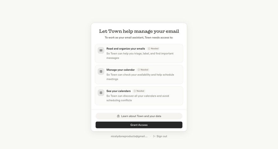Town
			 integration setup ui page example