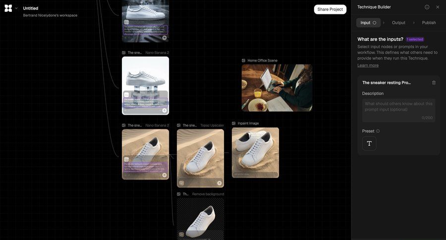 Flora
			 configuration artificial intelligence grid workflow builder workflow automation workflow creation dark theme workflow editor sidebar progress bar modern configuration screen node based editor ui page example