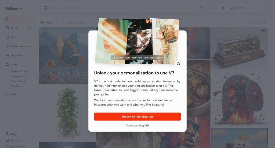 Midjourney
			 grid onboarding design machine learning menu ui page example