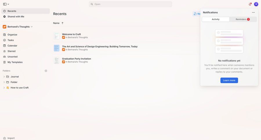 Craft
				notification ui page example