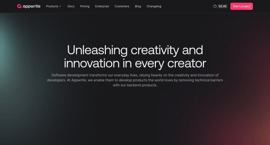Appwrite
				landing page ui page example